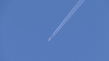 A airplane in a very far distance