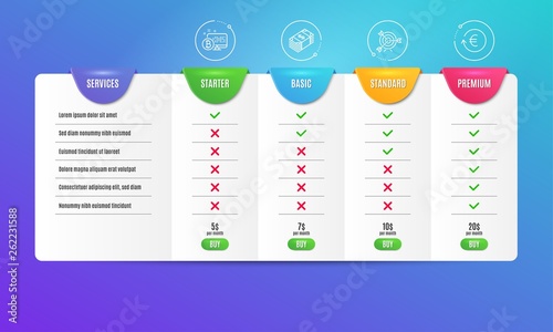Bitcoin System Target And Usd Currency Icons Simple Set Comparison - 