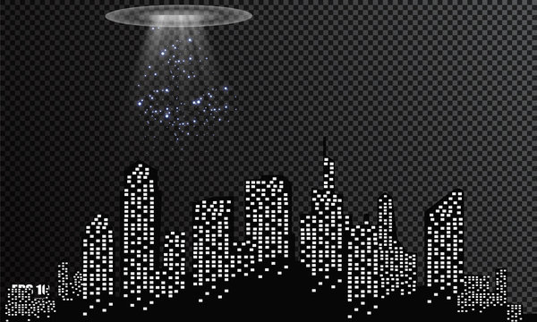 UFO light beam isolated on transparnt background. Vector illustration