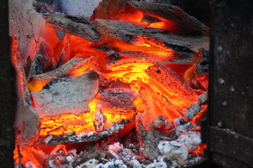 burning firewood in the stove