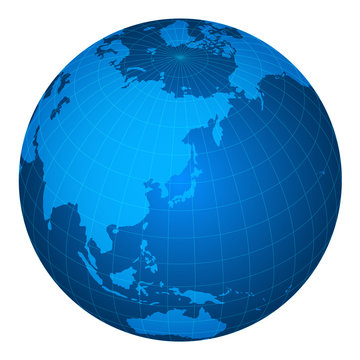 global image illustration (focus on east asia) /blue