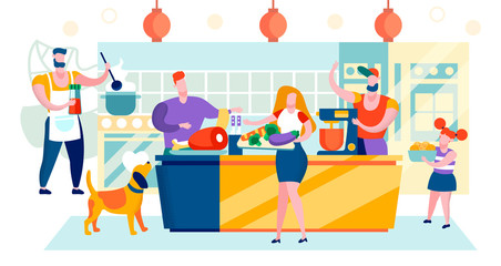 Vector Illustration Shopping Mall Area Cartoon.