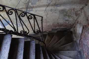 stairs and metal railing in a workshop, Istanbul, Turkey