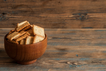 spicy food crackers on white background.