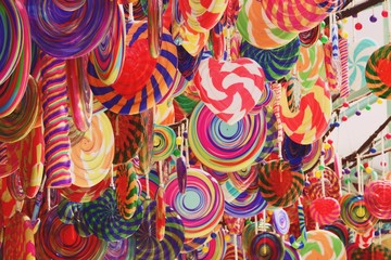 Trees with colorful large lollipop candy Decorate