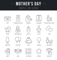 Set Vector Line Icons of Mother's Day