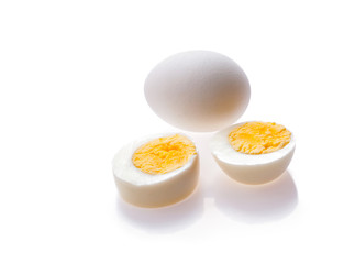 boiled egg cutout isolated on white background
