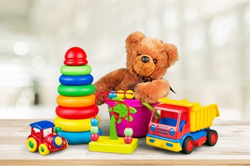 Isolated toys collection color play fun red