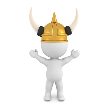 3D Viking with golden helmet