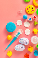 Baby girl personal accessories, top view