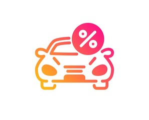 Car leasing percent icon. Transport loan sign. Credit percentage symbol. Classic flat style. Gradient car leasing icon. Vector