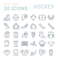 Set Vector Line Icons of Hockey.