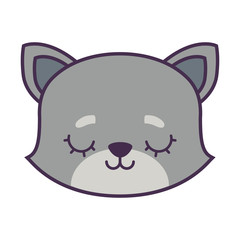 head of cute cat animal isolated icon