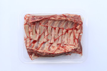 Raw meat on white background