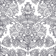 Vector seamless pattern with henna mehndi floral elements.