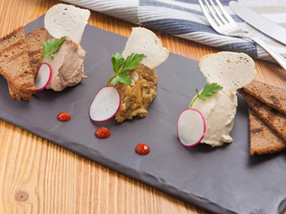 assorted pate and mushroom caviar