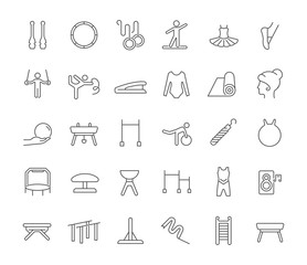 Set Vector Line Icons of Gymnastics.