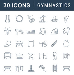 Set Vector Line Icons of Gymnastics.