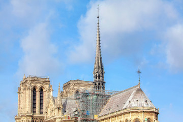Fototapeta na wymiar Spire reconstruction of Notre Dame de Paris Cathedral 
