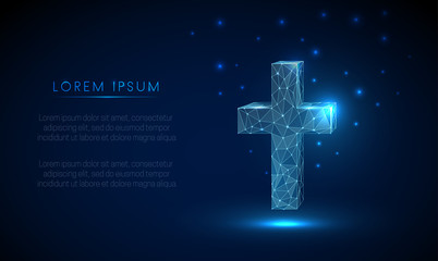 Obraz premium Abstarct low poly style cross. Wireframe structure.