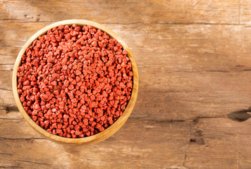 Organic achiote seeds - Bixa Orellana. Text space