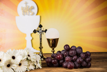 Holy Communion Bread, Wine for christianity religion 