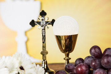 Holy Communion Bread, Wine for christianity religion 