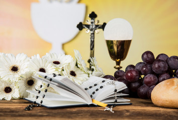 Holy Communion Bread, Wine for christianity religion
