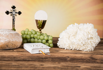 Holy Communion Bread, Wine for christianity religion