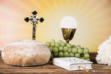 Holy Communion Bread, Wine for christianity religion