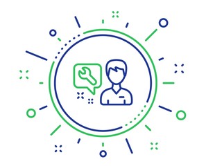 Spanner tool line icon. Repairman service sign. Fix instruments symbol. Quality design elements. Technology repairman button. Editable stroke. Vector