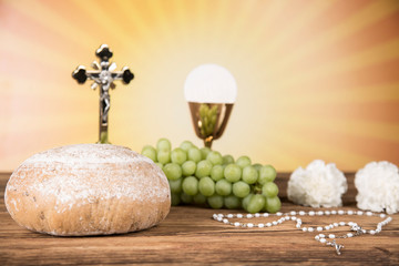 Holy Communion Bread, Wine for christianity religion