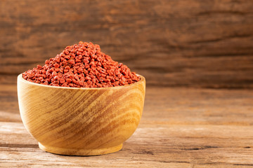 Organic achiote seeds - Bixa Orellana. Text space