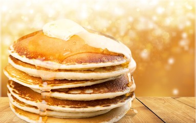 Breakfast pancakes on desk