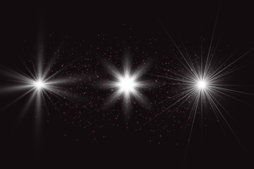 Fototapeta premium Glowing lights effect, flare, explosion and stars. Special effect isolated on transparent background