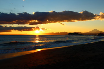 稲村ケ崎からの夕日