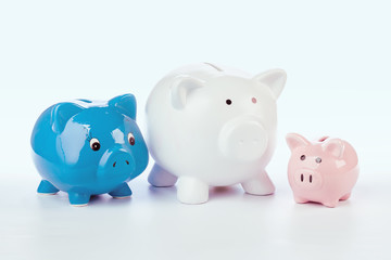 Group of colorful piggy banks