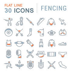 Set Vector Line Icons of Fencing.