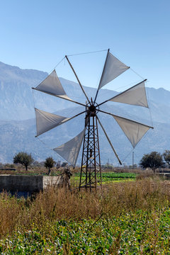 Old windmills (Lassithi area, island Crete, Greece)
