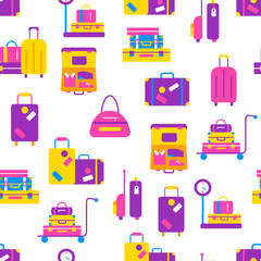 Travel bags seamless pattern in flat style