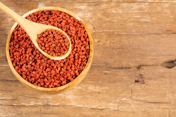 Organic achiote seeds - Bixa Orellana. Text space