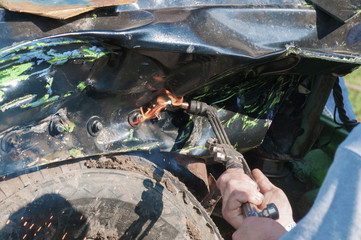 welding on a car