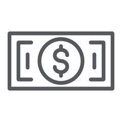 Banknote line icon, cash and money, dollar sign, vector graphics, a linear pattern on a white background.