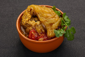 Caucasian cuisine - baked eggplant and tomato