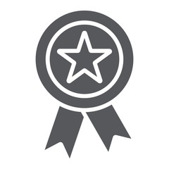 Reward glyph icon, badge and medal, award sign, vector graphics, a solid pattern on a white background.