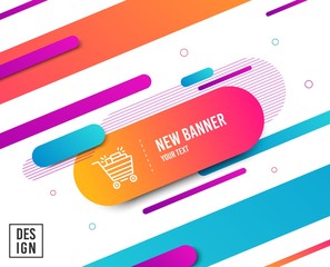 Shopping cart line icon. Sale Marketing symbol. Special offer sign. Diagonal abstract banner. Linear shopping cart icon. Geometric line shapes. Vector
