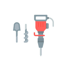 Flat Illustration of a Jackhammer