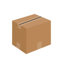 Closed cardboard box icon flat design isolated on white background