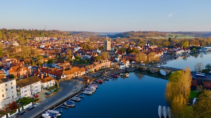 Aerial photo of Henley on Thames at sunrise