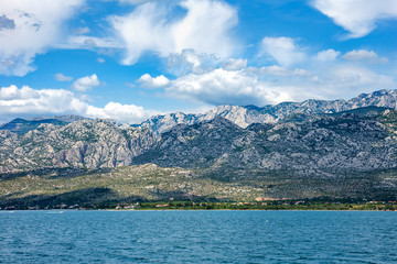 Adriatic Sea With View Over Paklenica National Park Mountains